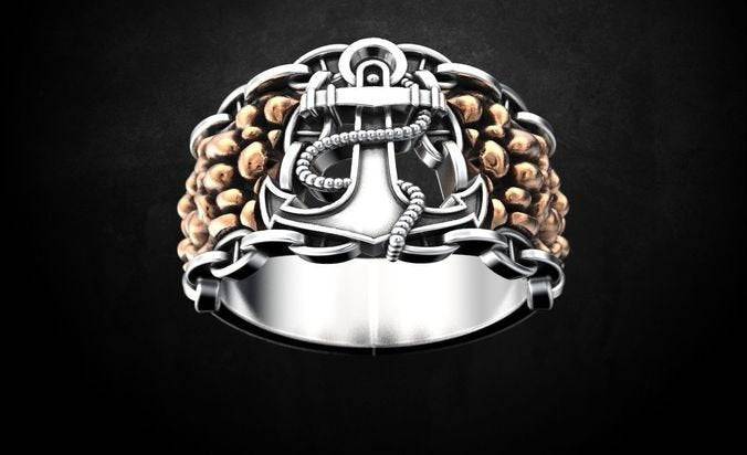 Christopher Columbus Anchor Ring | Loni Design Group | Rings  | Men's jewelery|Mens jewelery| Men's pendants| men's necklace|mens Pendants| skull jewelry|Ladies Jewellery| Ladies pendants|ladies skull ring| skull wedding ring| Snake jewelry| gold| silver| Platnium|