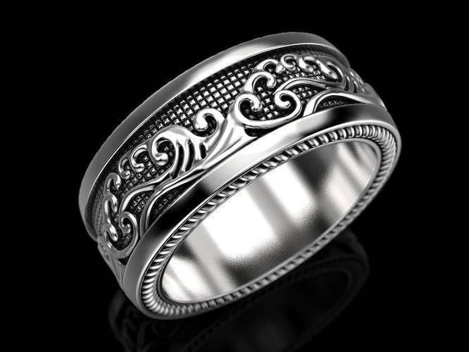 Ebb And Flow Waves Ring | Loni Design Group | Rings  | Men's jewelery|Mens jewelery| Men's pendants| men's necklace|mens Pendants| skull jewelry|Ladies Jewellery| Ladies pendants|ladies skull ring| skull wedding ring| Snake jewelry| gold| silver| Platnium|