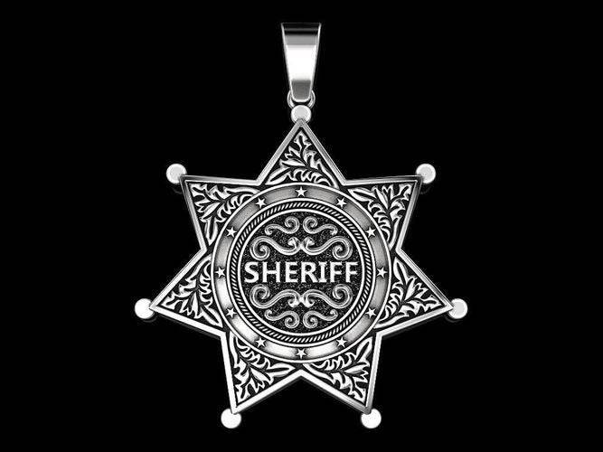 Sheriff Woody Pendant *10k/14k/18k White, Yellow, Rose, Green Gold, Gold Plated & Silver* Law Deputy Badge Police Officer Charm Necklace | Loni Design Group |   | Men's jewelery|Mens jewelery| Men's pendants| men's necklace|mens Pendants| skull jewelry|Ladies Jewellery| Ladies pendants|ladies skull ring| skull wedding ring| Snake jewelry| gold| silver| Platnium|