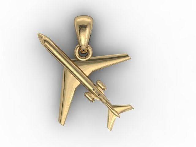Air Force One Plane Pendant *10k/14k/18k White, Yellow, Rose, Green Gold, Gold Plated & Silver* Jet Pilot Fly Cloud Sky Necklace Charm Gift | Loni Design Group |   | Men's jewelery|Mens jewelery| Men's pendants| men's necklace|mens Pendants| skull jewelry|Ladies Jewellery| Ladies pendants|ladies skull ring| skull wedding ring| Snake jewelry| gold| silver| Platnium|