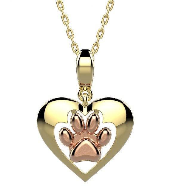 Pet Love Paw Pendant *10k/14k/18k White, Yellow, Rose, Green Gold, Gold Plated & Silver* Animal Cat Dog Puppy Kitten Charm Necklace Gift | Loni Design Group |   | Men's jewelery|Mens jewelery| Men's pendants| men's necklace|mens Pendants| skull jewelry|Ladies Jewellery| Ladies pendants|ladies skull ring| skull wedding ring| Snake jewelry| gold| silver| Platnium|