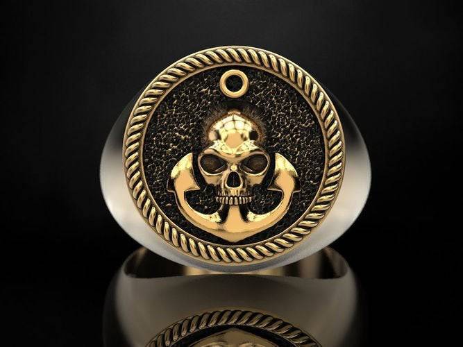 Long John Silver Pirate Skull Ring | Loni Design Group | Rings  | Men's jewelery|Mens jewelery| Men's pendants| men's necklace|mens Pendants| skull jewelry|Ladies Jewellery| Ladies pendants|ladies skull ring| skull wedding ring| Snake jewelry| gold| silver| Platnium|