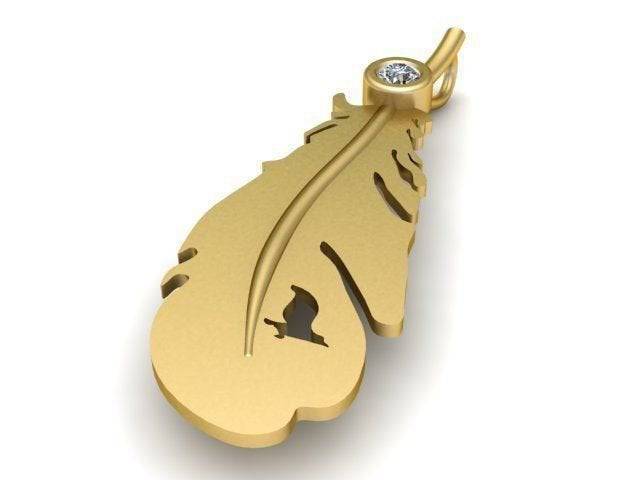 Fantastic Feather Pendant *Moissanite With 10k/14k/18k White, Yellow, Rose, Green Gold, Gold Plated & Silver* Bird Wing Animal Charm Gift | Loni Design Group |   | Men's jewelery|Mens jewelery| Men's pendants| men's necklace|mens Pendants| skull jewelry|Ladies Jewellery| Ladies pendants|ladies skull ring| skull wedding ring| Snake jewelry| gold| silver| Platnium|