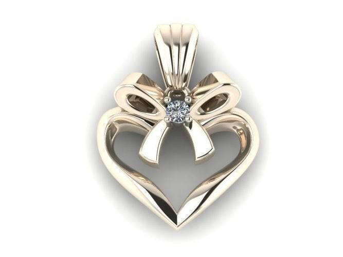 Adina Heart Pendant *Moissanite With 10k/14k/18k White, Yellow, Rose, Green Gold, Gold Plated & Silver* Bow Love Women Girl Charm Necklace | Loni Design Group |   | Men's jewelery|Mens jewelery| Men's pendants| men's necklace|mens Pendants| skull jewelry|Ladies Jewellery| Ladies pendants|ladies skull ring| skull wedding ring| Snake jewelry| gold| silver| Platnium|