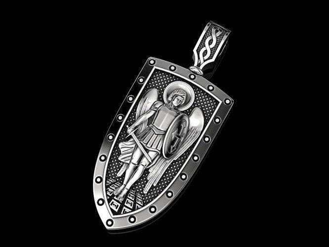 St Michael Archangel Pendant *10k/14k/18k White, Yellow, Rose, Green Gold, Gold Plated & Silver* Church Jesus Christ Cross Charm Necklace | Loni Design Group |   | Men's jewelery|Mens jewelery| Men's pendants| men's necklace|mens Pendants| skull jewelry|Ladies Jewellery| Ladies pendants|ladies skull ring| skull wedding ring| Snake jewelry| gold| silver| Platnium|