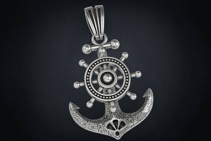 Set Sail Anchor Pendant *10k/14k/18k White, Yellow, Rose, Green Gold, Gold Plated & Silver* Ship Boat Water Wheel Ocean Navy Charm Necklace | Loni Design Group |   | Men's jewelery|Mens jewelery| Men's pendants| men's necklace|mens Pendants| skull jewelry|Ladies Jewellery| Ladies pendants|ladies skull ring| skull wedding ring| Snake jewelry| gold| silver| Platnium|
