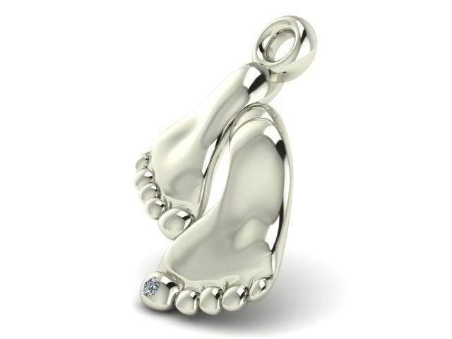 Jordyn Feet Pendant *Moissanite With 10k/14k/18k White, Yellow, Rose Green Gold, Gold Plated & Silver* Boy Girl Baby Mother Mom Foot Charm | Loni Design Group |   | Men's jewelery|Mens jewelery| Men's pendants| men's necklace|mens Pendants| skull jewelry|Ladies Jewellery| Ladies pendants|ladies skull ring| skull wedding ring| Snake jewelry| gold| silver| Platnium|