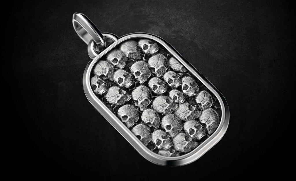 In The Shadows Skull Pendant *10k/14k/18k White, Yellow, Rose, Green Gold, Gold Plated & Silver* Skeleton Dog Tag Gothic Biker Punk Charm | Loni Design Group |   | Men's jewelery|Mens jewelery| Men's pendants| men's necklace|mens Pendants| skull jewelry|Ladies Jewellery| Ladies pendants|ladies skull ring| skull wedding ring| Snake jewelry| gold| silver| Platnium|