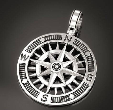 Find Your Way Compass Pendant *10k/14k/18k White, Yellow, Rose, Green Gold, Gold Plated & Silver* Ship Navigation Direction Necklace Charm | Loni Design Group |   | Men's jewelery|Mens jewelery| Men's pendants| men's necklace|mens Pendants| skull jewelry|Ladies Jewellery| Ladies pendants|ladies skull ring| skull wedding ring| Snake jewelry| gold| silver| Platnium|
