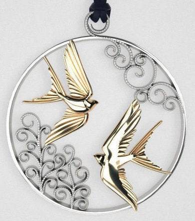 Love Birds Pendant *10k/14k/18k White, Yellow, Rose, Green Gold, Gold Plated & Silver* Animal Wing Nature Leaf Heart Charm Necklace Gift | Loni Design Group |   | Men's jewelery|Mens jewelery| Men's pendants| men's necklace|mens Pendants| skull jewelry|Ladies Jewellery| Ladies pendants|ladies skull ring| skull wedding ring| Snake jewelry| gold| silver| Platnium|