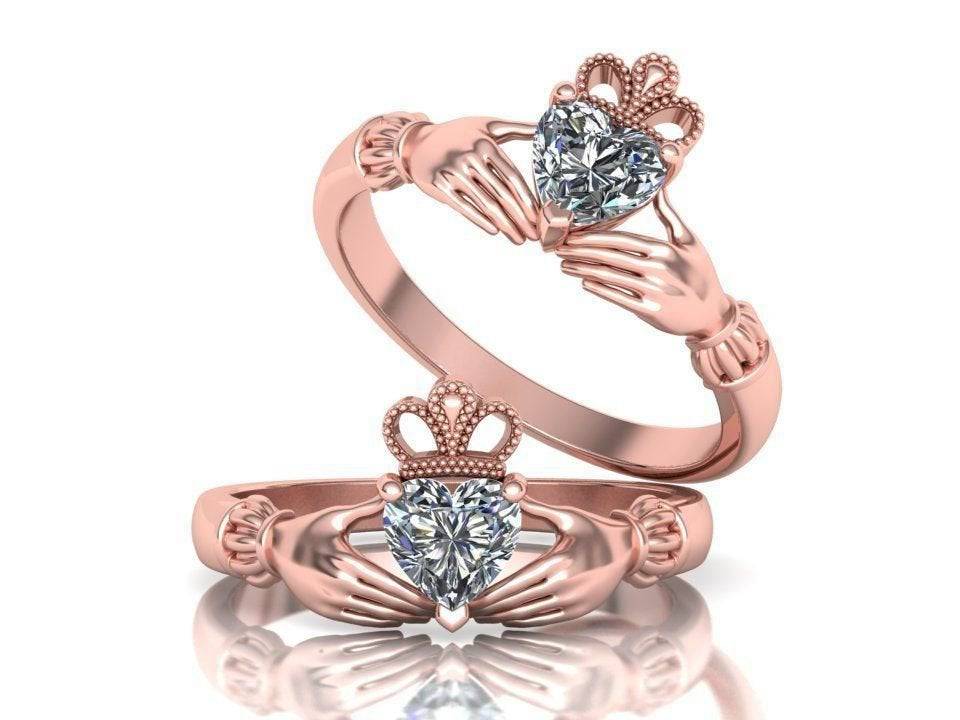 Irish Claddagh Ring, Irish Claddagh Ring Rose Gold, Simulated Pink  Morganite Cubic Zirconia Rose Gold Claddagh Ring, Fede Ring Rose Gold - Etsy