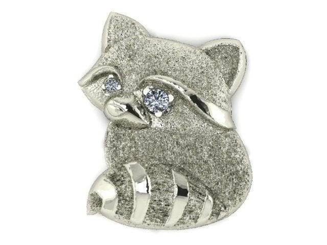 Ralph The Raccoon Pendant *Moissanite With 10k/14k/18k White, Yellow, Rose, Green Gold, Gold Plated & Silver* Animal Pet Vet Charm Necklace | Loni Design Group |   | Men's jewelery|Mens jewelery| Men's pendants| men's necklace|mens Pendants| skull jewelry|Ladies Jewellery| Ladies pendants|ladies skull ring| skull wedding ring| Snake jewelry| gold| silver| Platnium|