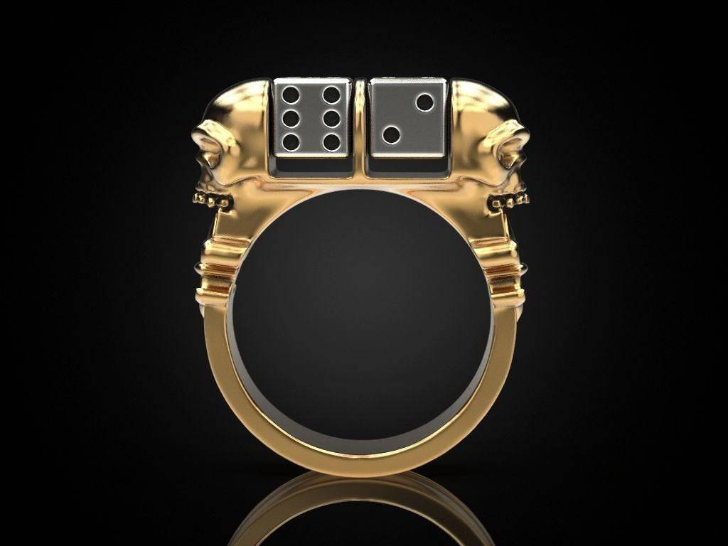 Rolling Dices Lucky Dice Shaped Adjustable Ring in Gold