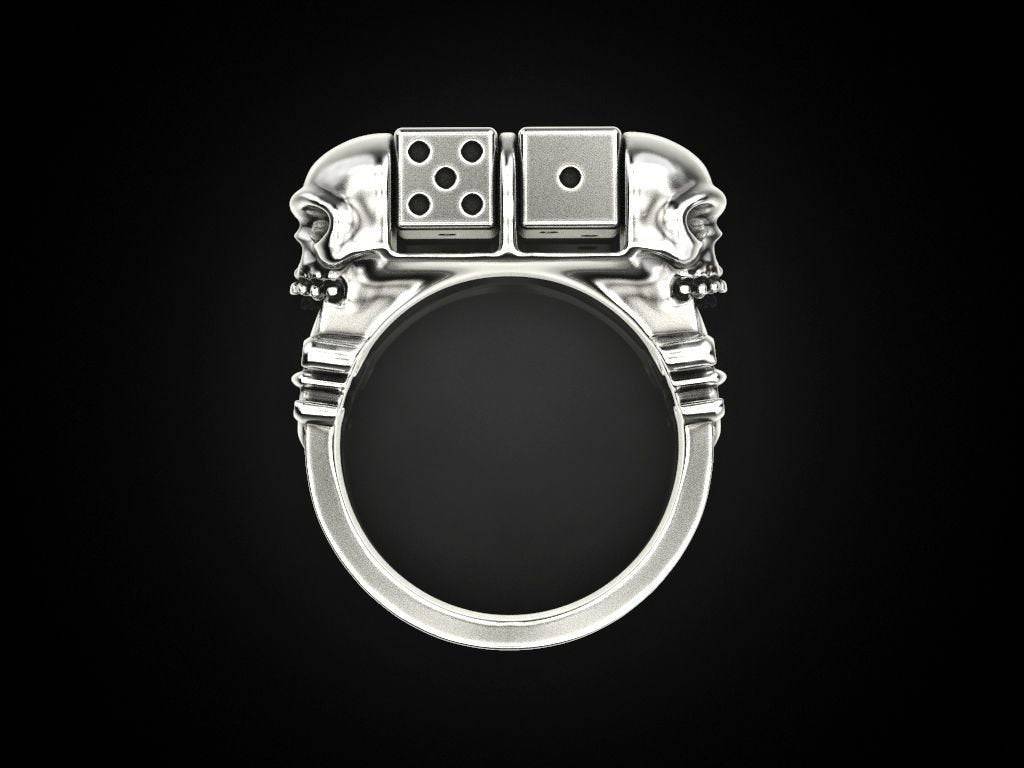 HIJONES Anello Uomo In Acciaio Inossidabile 316L Con Dadi Della Fortuna, Larghezza 8mm, Ecologico E Ipoallergenico - 2