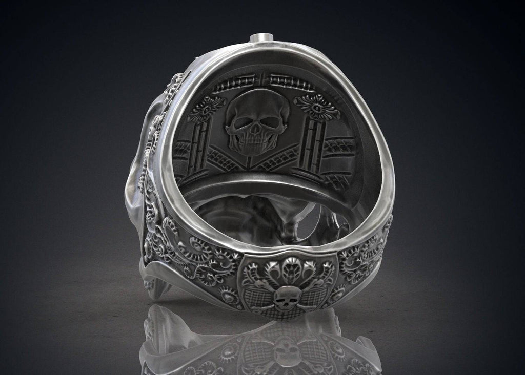 Midnight Masonic Skull Ring | Loni Design Group | Rings  | Men's jewelery|Mens jewelery| Men's pendants| men's necklace|mens Pendants| skull jewelry|Ladies Jewellery| Ladies pendants|ladies skull ring| skull wedding ring| Snake jewelry| gold| silver| Platnium|