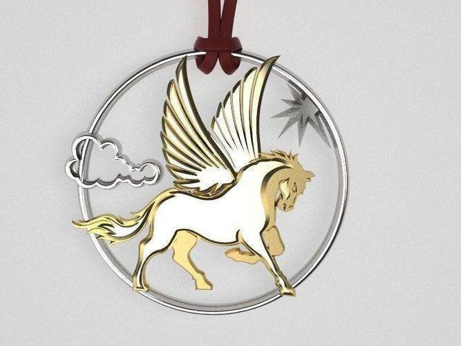 Bellerophon Pegasus Pendant *10k/14k/18k White, Yellow, Rose, Green Gold, Gold Plated & Silver* Animal Horse Wing Fantasy Charm Necklace | Loni Design Group |   | Men's jewelery|Mens jewelery| Men's pendants| men's necklace|mens Pendants| skull jewelry|Ladies Jewellery| Ladies pendants|ladies skull ring| skull wedding ring| Snake jewelry| gold| silver| Platnium|