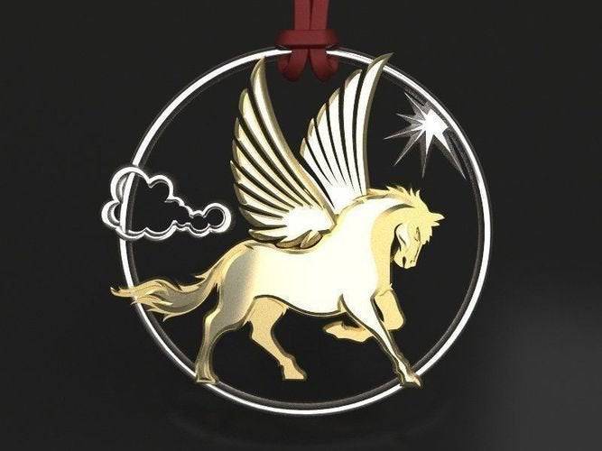 Bellerophon Pegasus Pendant *10k/14k/18k White, Yellow, Rose, Green Gold, Gold Plated & Silver* Animal Horse Wing Fantasy Charm Necklace | Loni Design Group |   | Men's jewelery|Mens jewelery| Men's pendants| men's necklace|mens Pendants| skull jewelry|Ladies Jewellery| Ladies pendants|ladies skull ring| skull wedding ring| Snake jewelry| gold| silver| Platnium|