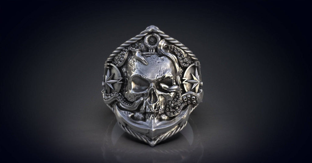 Davy Jones Skull Ring | Loni Design Group | Rings  | Men's jewelery|Mens jewelery| Men's pendants| men's necklace|mens Pendants| skull jewelry|Ladies Jewellery| Ladies pendants|ladies skull ring| skull wedding ring| Snake jewelry| gold| silver| Platnium|