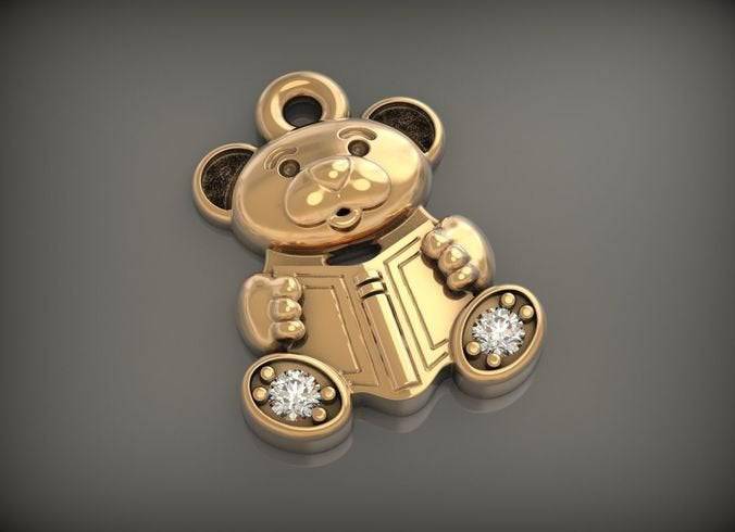 Storybook Teddy Bear Pendant *Moissanite With 10k/14k/18k White, Yellow, Rose Green Gold, Gold Plated & Silver* Animal Child Charm Necklace | Loni Design Group |   | Men's jewelery|Mens jewelery| Men's pendants| men's necklace|mens Pendants| skull jewelry|Ladies Jewellery| Ladies pendants|ladies skull ring| skull wedding ring| Snake jewelry| gold| silver| Platnium|