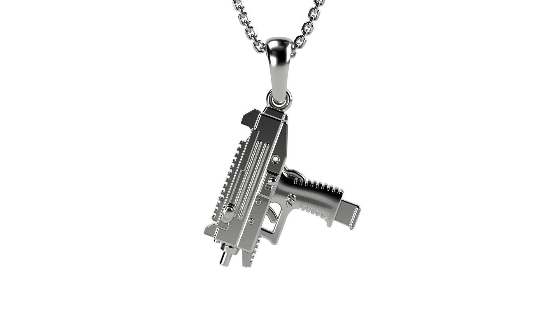 Uzi Sub Machine Gun Pendant *10k/14k/18k White, Yellow, Rose