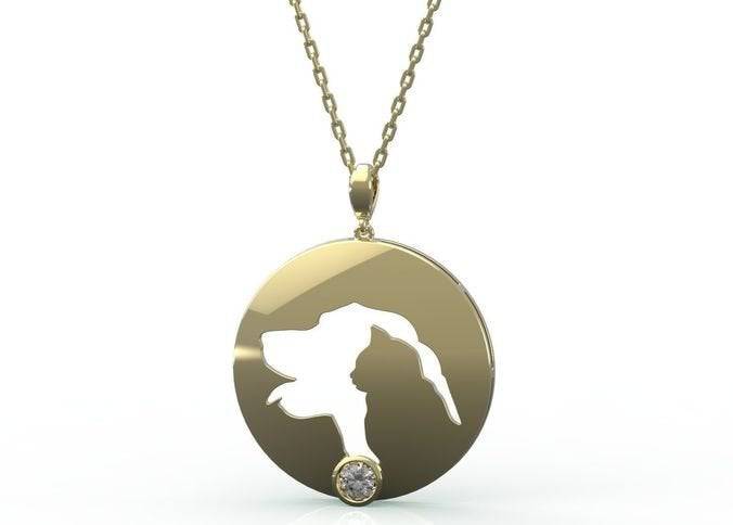 Best Friends Pet Pendant *Moissanite With 10k/14k/18k White, Yellow, Rose Green Gold, Gold Plated & Silver* Dog Cat Puppy Kitten Vet Charm | Loni Design Group |   | Men's jewelery|Mens jewelery| Men's pendants| men's necklace|mens Pendants| skull jewelry|Ladies Jewellery| Ladies pendants|ladies skull ring| skull wedding ring| Snake jewelry| gold| silver| Platnium|