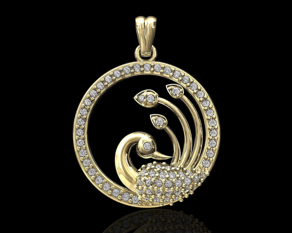 Pretty Peacock Pendant *1.17 Carat Moissanite With 10k/14k/18k White Yellow Rose Green Gold, Gold Plated & Silver* Bird Charm Necklace Gift | Loni Design Group |   | Men's jewelery|Mens jewelery| Men's pendants| men's necklace|mens Pendants| skull jewelry|Ladies Jewellery| Ladies pendants|ladies skull ring| skull wedding ring| Snake jewelry| gold| silver| Platnium|