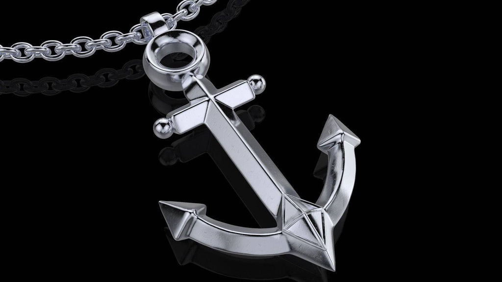 Caspian Anchor Pendant *10k/14k/18k White, Yellow, Rose, Green Gold, Gold Plated & Silver* Boat Ship Sailor Water Navy Charm Necklace Gift | Loni Design Group |   | Men's jewelery|Mens jewelery| Men's pendants| men's necklace|mens Pendants| skull jewelry|Ladies Jewellery| Ladies pendants|ladies skull ring| skull wedding ring| Snake jewelry| gold| silver| Platnium|