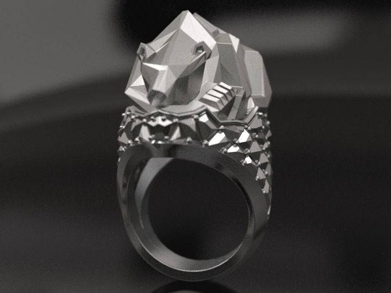 Geometric Bear Ring | Loni Design Group | Rings  | Men's jewelery|Mens jewelery| Men's pendants| men's necklace|mens Pendants| skull jewelry|Ladies Jewellery| Ladies pendants|ladies skull ring| skull wedding ring| Snake jewelry| gold| silver| Platnium|