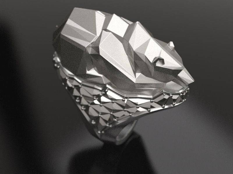 Geometric Bear Ring | Loni Design Group | Rings  | Men's jewelery|Mens jewelery| Men's pendants| men's necklace|mens Pendants| skull jewelry|Ladies Jewellery| Ladies pendants|ladies skull ring| skull wedding ring| Snake jewelry| gold| silver| Platnium|