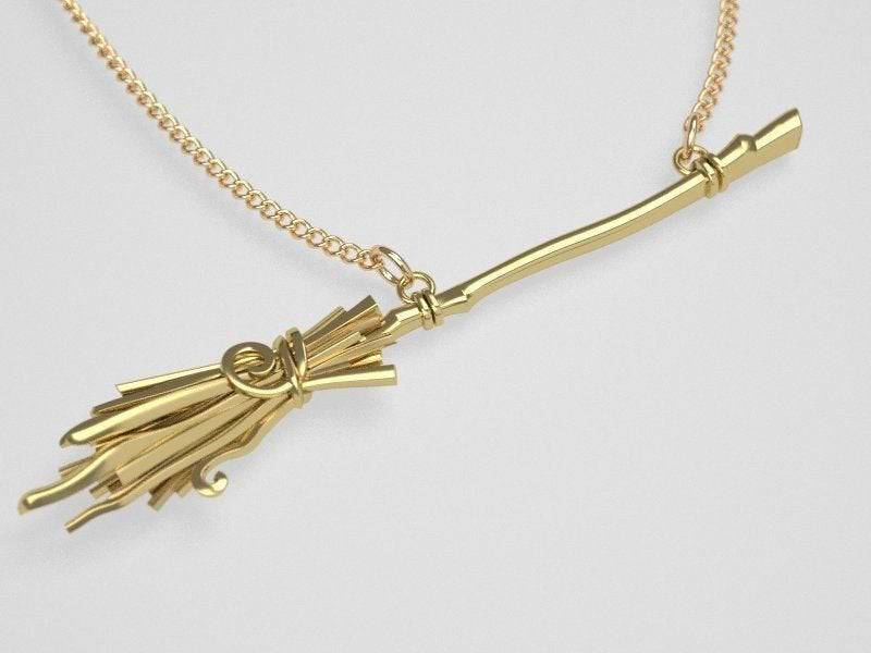 Upgrade For Leah - Besom Broom Pendant *10k Yellow Gold - Express Shipping* | Loni Design Group |   | Men's jewelery|Mens jewelery| Men's pendants| men's necklace|mens Pendants| skull jewelry|Ladies Jewellery| Ladies pendants|ladies skull ring| skull wedding ring| Snake jewelry| gold| silver| Platnium|