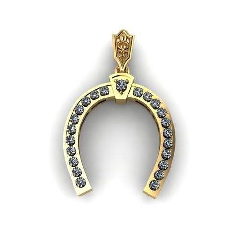 Dazzling Luck Horseshoe Pendant *Moissanite With 10k/14k/18k White, Yellow, Rose, Green Gold, Gold Plated & Silver* Animal Farm Charm Gift | Loni Design Group |   | Men's jewelery|Mens jewelery| Men's pendants| men's necklace|mens Pendants| skull jewelry|Ladies Jewellery| Ladies pendants|ladies skull ring| skull wedding ring| Snake jewelry| gold| silver| Platnium|