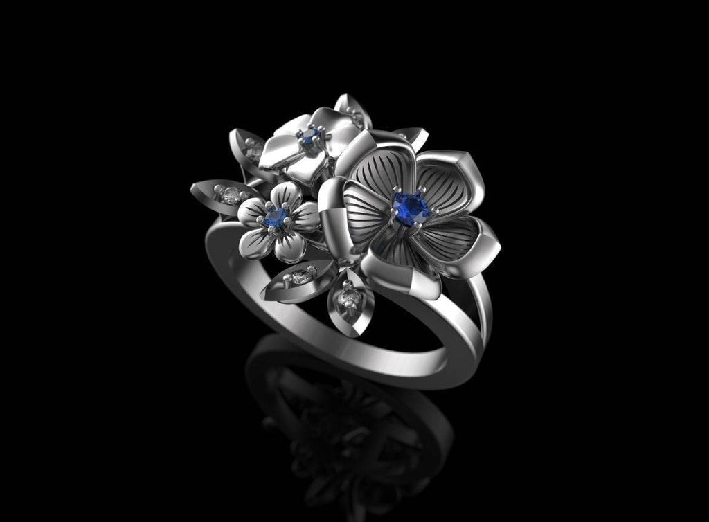 Fiorella Flower Ring | Loni Design Group | Rings  | Men's jewelery|Mens jewelery| Men's pendants| men's necklace|mens Pendants| skull jewelry|Ladies Jewellery| Ladies pendants|ladies skull ring| skull wedding ring| Snake jewelry| gold| silver| Platnium|