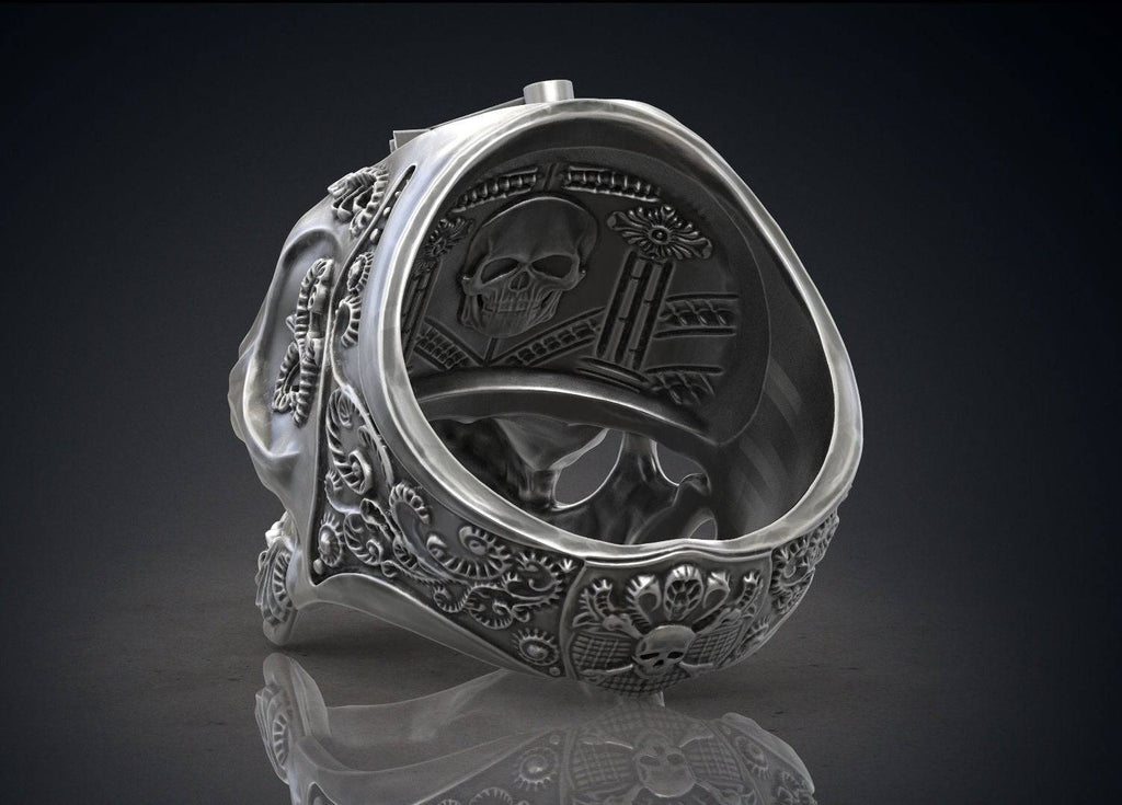 Midnight Masonic Skull Ring | Loni Design Group | Rings  | Men's jewelery|Mens jewelery| Men's pendants| men's necklace|mens Pendants| skull jewelry|Ladies Jewellery| Ladies pendants|ladies skull ring| skull wedding ring| Snake jewelry| gold| silver| Platnium|