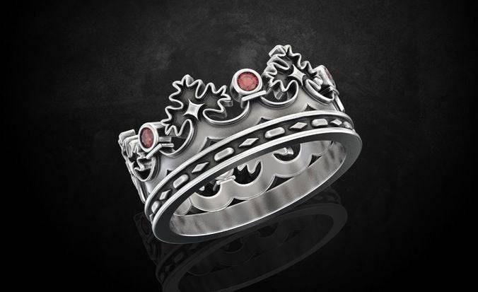 Men's Silver Square Crown Ring | Classy Men Collection
