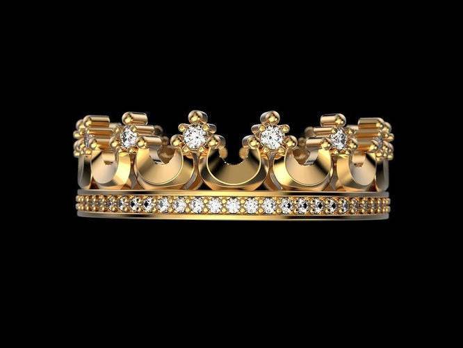 Moissanite engagement ring set, crown shape rings with diamonds / Ariadne |  Eden Garden Jewelry™