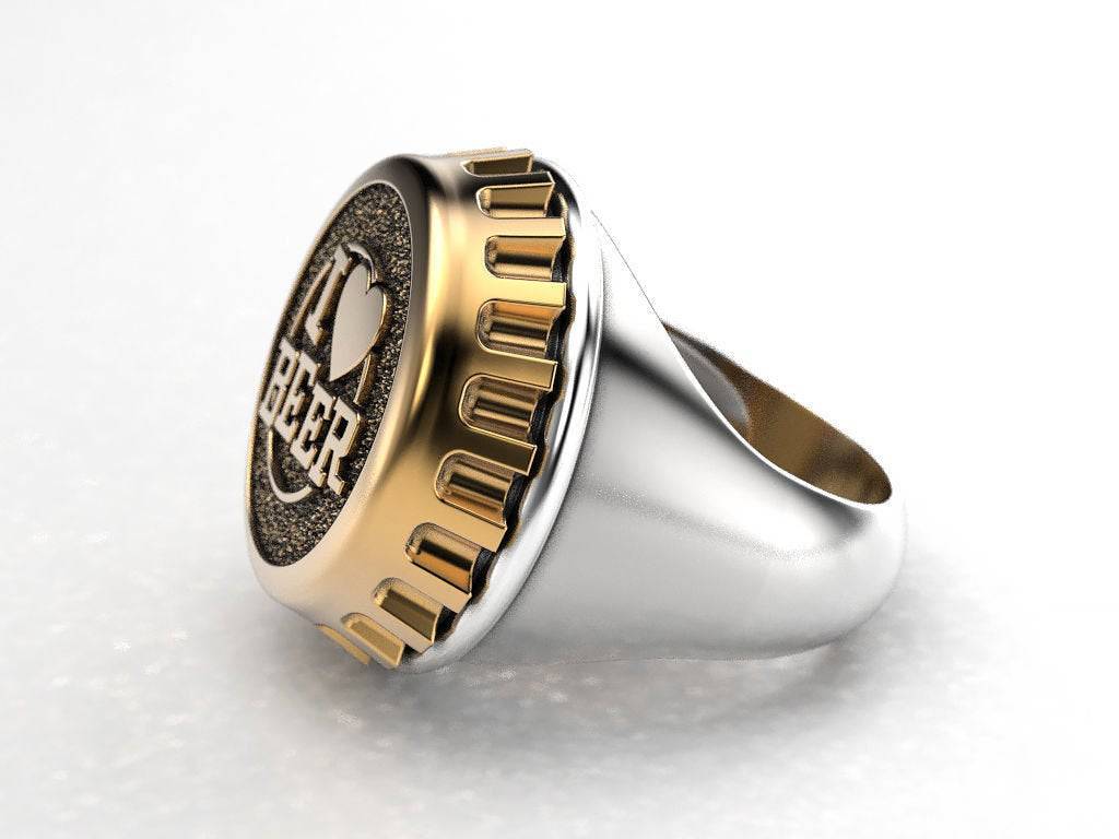Beer Lover RIng | Loni Design Group | Rings  | Men's jewelery|Mens jewelery| Men's pendants| men's necklace|mens Pendants| skull jewelry|Ladies Jewellery| Ladies pendants|ladies skull ring| skull wedding ring| Snake jewelry| gold| silver| Platnium|