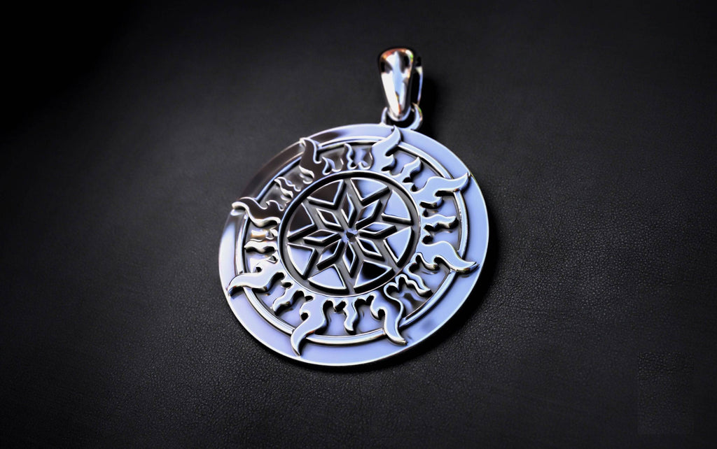 Alatyr Pendant *10k/14k/18k White, Yellow, Rose, Green Gold, Gold Plated & Silver* Star Altar Protection Symbol Pagan Charm Necklace Gift | Loni Design Group |   | Men's jewelery|Mens jewelery| Men's pendants| men's necklace|mens Pendants| skull jewelry|Ladies Jewellery| Ladies pendants|ladies skull ring| skull wedding ring| Snake jewelry| gold| silver| Platnium|
