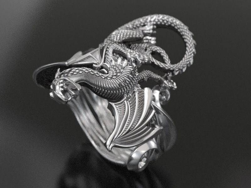 Aurian Dragon Ring | Loni Design Group | Rings  | Men's jewelery|Mens jewelery| Men's pendants| men's necklace|mens Pendants| skull jewelry|Ladies Jewellery| Ladies pendants|ladies skull ring| skull wedding ring| Snake jewelry| gold| silver| Platnium|