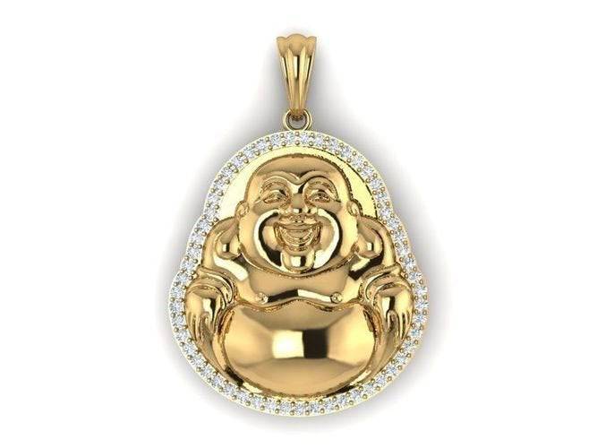 Laughing Buddha Pendant *Moissanite With 10k/14k/18k White, Yellow, Rose, Green Gold, Gold Plated & Silver* Religion Symbol Charm Necklace | Loni Design Group |   | Men's jewelery|Mens jewelery| Men's pendants| men's necklace|mens Pendants| skull jewelry|Ladies Jewellery| Ladies pendants|ladies skull ring| skull wedding ring| Snake jewelry| gold| silver| Platnium|