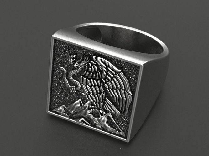 Mexico Coat Of Arms Ring | Loni Design Group | Rings  | Men's jewelery|Mens jewelery| Men's pendants| men's necklace|mens Pendants| skull jewelry|Ladies Jewellery| Ladies pendants|ladies skull ring| skull wedding ring| Snake jewelry| gold| silver| Platnium|