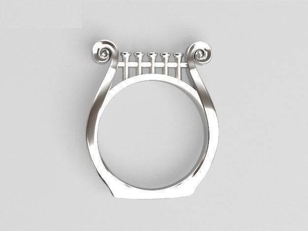 Ancient Lyre Ring | Loni Design Group | Rings  | Men's jewelery|Mens jewelery| Men's pendants| men's necklace|mens Pendants| skull jewelry|Ladies Jewellery| Ladies pendants|ladies skull ring| skull wedding ring| Snake jewelry| gold| silver| Platnium|