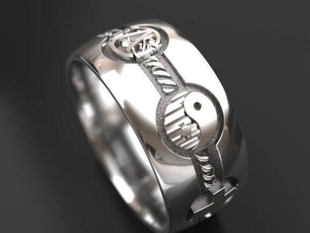 Omnism Religion Ring | Loni Design Group | Rings  | Men's jewelery|Mens jewelery| Men's pendants| men's necklace|mens Pendants| skull jewelry|Ladies Jewellery| Ladies pendants|ladies skull ring| skull wedding ring| Snake jewelry| gold| silver| Platnium|