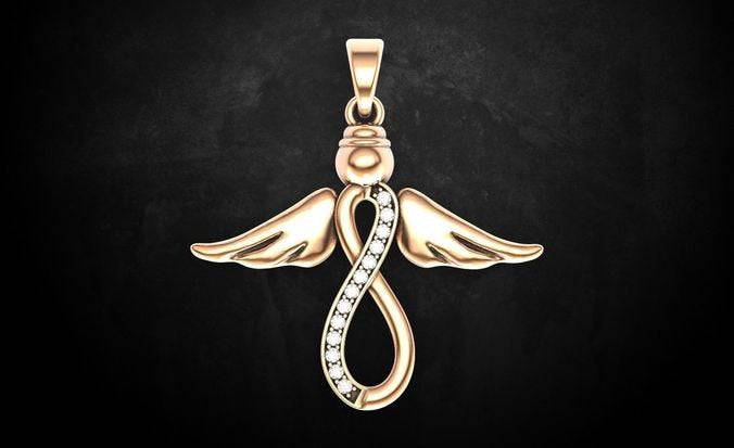 Infinite Angel Pendant *Onyx With 10k/14k/18k White, Yellow, Rose, Green Gold, Gold Plated & Silver* Infinity Women Charm Necklace Gift God | Loni Design Group |   | Men's jewelery|Mens jewelery| Men's pendants| men's necklace|mens Pendants| skull jewelry|Ladies Jewellery| Ladies pendants|ladies skull ring| skull wedding ring| Snake jewelry| gold| silver| Platnium|