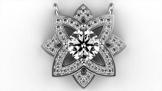Ainsley Flower Pendant *0.70 Carat Moissanite With 10k/14k/18k White, Yellow, Rose, Green Gold, Gold Plated & Silver* Nature Charm Necklace | Loni Design Group |   | Men's jewelery|Mens jewelery| Men's pendants| men's necklace|mens Pendants| skull jewelry|Ladies Jewellery| Ladies pendants|ladies skull ring| skull wedding ring| Snake jewelry| gold| silver| Platnium|