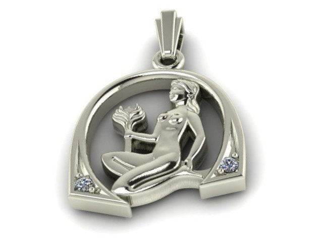Arista Mermaid Pendant *Moissanite With 10k/14k/18k White, Yellow, Rose, Green Gold Gold Plated & Silver* Fantasy Women Girl Charm Necklace | Loni Design Group |   | Men's jewelery|Mens jewelery| Men's pendants| men's necklace|mens Pendants| skull jewelry|Ladies Jewellery| Ladies pendants|ladies skull ring| skull wedding ring| Snake jewelry| gold| silver| Platnium|
