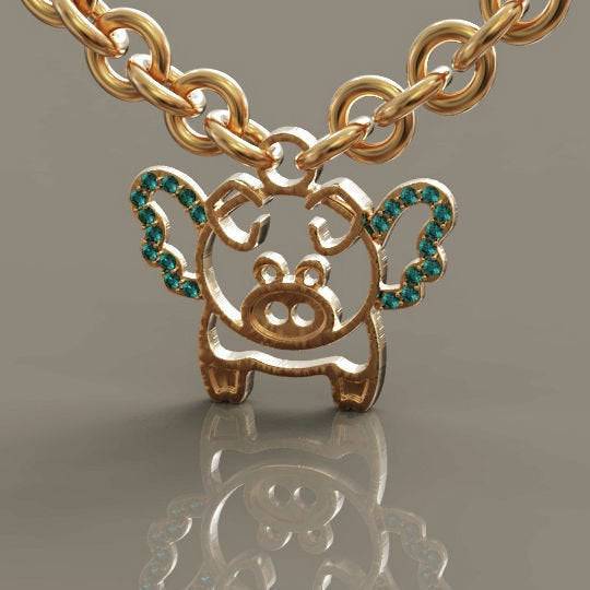 When Pigs Fly Pendant *10k/14k/18k White, Yellow, Rose, Green Gold, Gold Plated & Silver* Animal Wing Pet Women Woman Girl Charm Necklace | Loni Design Group |   | Men's jewelery|Mens jewelery| Men's pendants| men's necklace|mens Pendants| skull jewelry|Ladies Jewellery| Ladies pendants|ladies skull ring| skull wedding ring| Snake jewelry| gold| silver| Platnium|