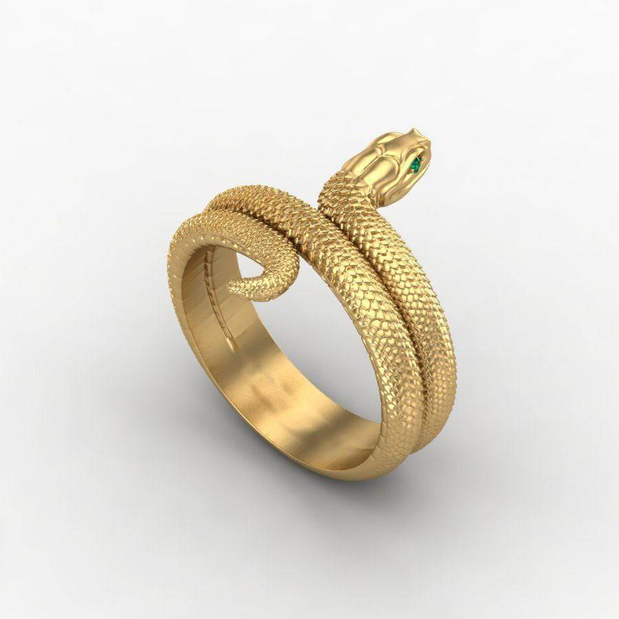 Vintage Mid-Century 14k Textured Yellow Gold Snake Ring - Filigree Jewelers
