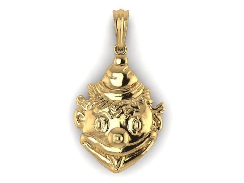 Bozo Clown Pendant *10k/14k/18k White, Yellow, Rose, Green Gold, Gold Plated & Silver* Circus Funny Comedy Laugh People Charm Necklace Gift | Loni Design Group |   | Men's jewelery|Mens jewelery| Men's pendants| men's necklace|mens Pendants| skull jewelry|Ladies Jewellery| Ladies pendants|ladies skull ring| skull wedding ring| Snake jewelry| gold| silver| Platnium|