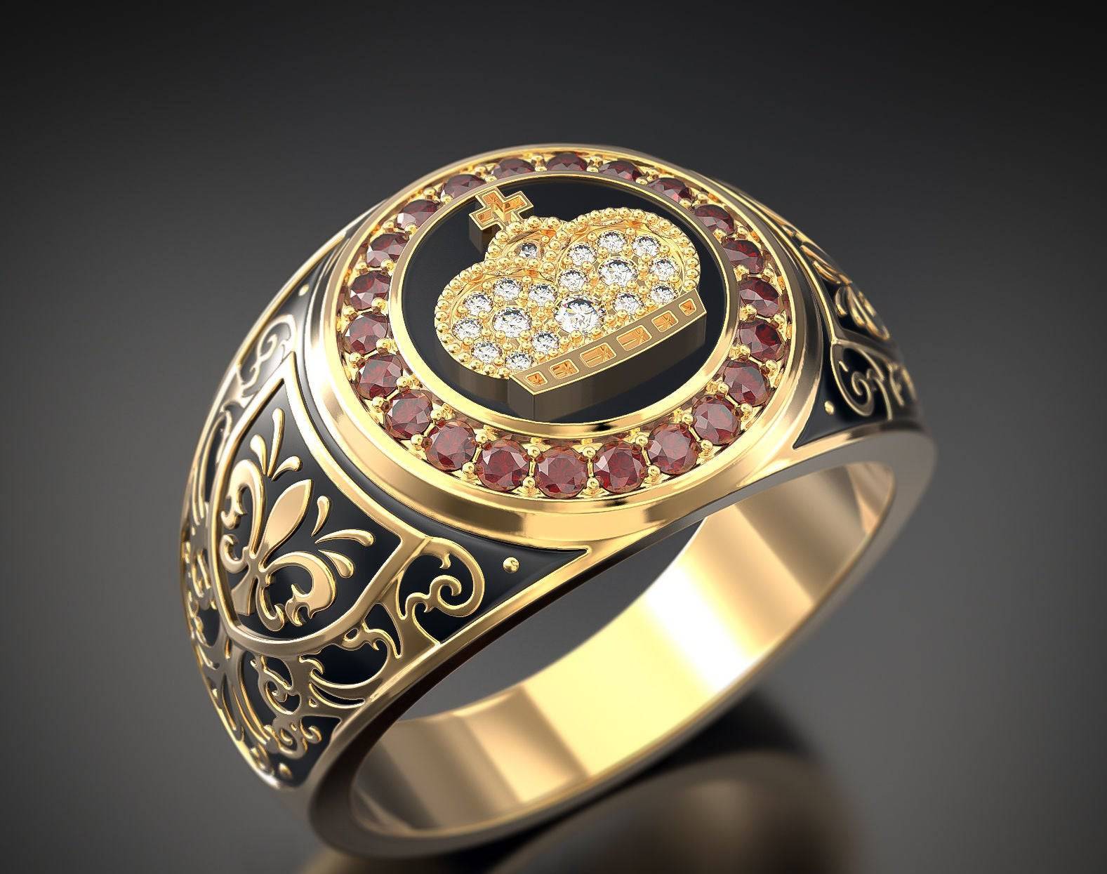 Stylish Ring Sparkling Crown Design Paved Shining Zirconia - Temu