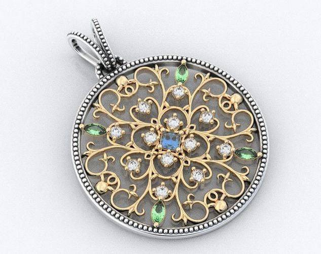 Alla Flower Pendant *Moissanite/Synthetic With 10k/14k/18k White, Yellow, Rose, Green Gold, Gold Plated & Silver* Heart Charm Necklace Gift | Loni Design Group |   | Men's jewelery|Mens jewelery| Men's pendants| men's necklace|mens Pendants| skull jewelry|Ladies Jewellery| Ladies pendants|ladies skull ring| skull wedding ring| Snake jewelry| gold| silver| Platnium|